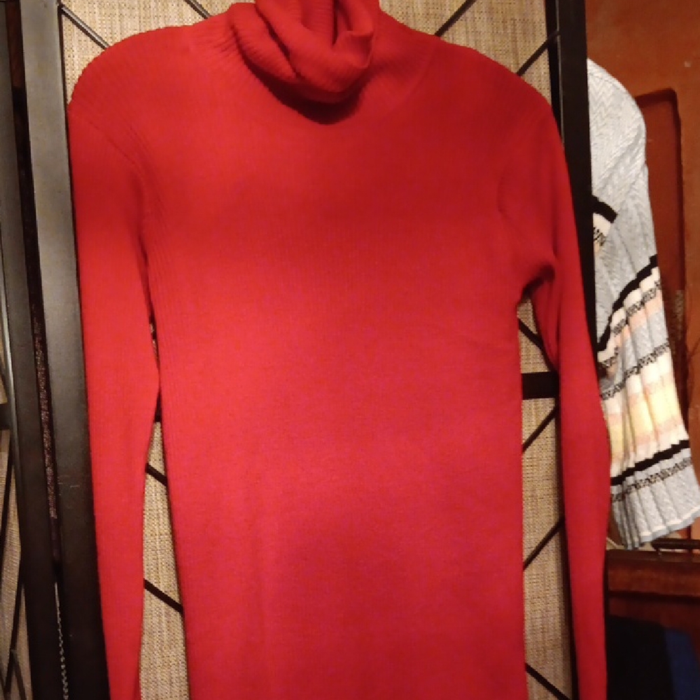 Ellen Tracy Vibrant Red Cowl Neck Sweater